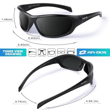 RIVBOS Polarized Sunglasses UV400 Protection for Men's and Women's Fishing, Cycling, and Outdoor Activities RB832-1 BlackGrey - Image 2