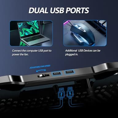 AIMIUZI Laptop Cooling Pad for Computer Laptop Cooler for 12-15.6 Inch Notebooks, Laptop Cooling Stand with 5 Quiet Fans, 5 Height Adjustable,2 USB Ports, Phone Stand - Image 4