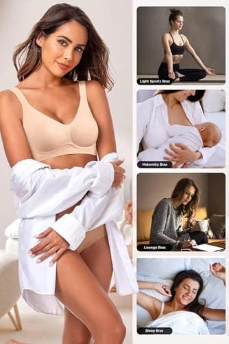 Vertvie Womens Seamless Bra No Underwire Comfort Push Up Bras Buttery Soft Wireless Bralette Full Coverage Sport Everyday Bra(Jacquard Nude,XX-Large) - Image 5