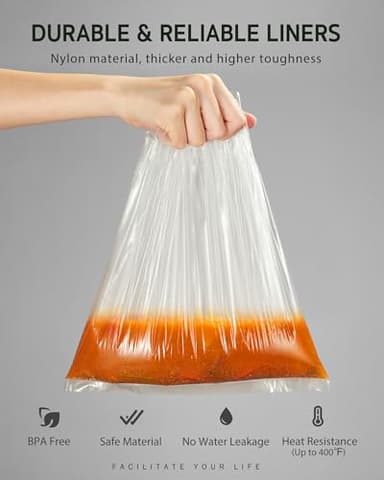 Syntus Slow Cooker Liners, 30 Count Cooking Bags Large Size Disposable Pot Liners Plastic Bags, Fit 3QT to 8QT for Slow Cooker Cooking Trays, 13"x 21", 30 Liners - Image 4