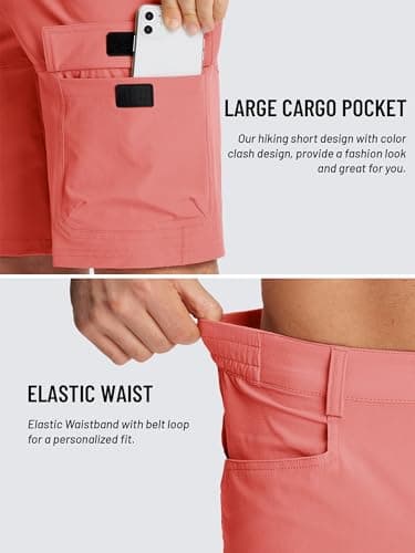 TACVASEN Mens Cargo Shorts Outdoor Lightweight Quick Dry Casual Summer Hiking Dress Work Shorts with Elastic Waist Pink, 38 - Image 4