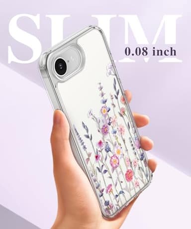 GVIEWIN for iPhone 16e Case with Screen Protector,[Non-Yellowing][Military-Grade Protection] Hard PC&TPU Bumper,Floral Shockproof Protective Clear Phone Case for iPhone 16E 2025(Floratopia/Colorful) - Image 6