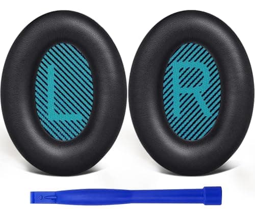 SoloWIT Protein Leather Earpads Cushions for Bose Headphones, Replacement Ear Pads for Bose QuietComfort 15 QC15 QC25 QC2 QC35/Ae2 Ae2i Ae2w/SoundTrue & SoundLink Around-Ear Series - Black&Blue - Image 1