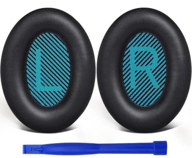 SoloWIT Protein Leather Earpads Cushions for Bose Headphones, Replacement Ear Pads for Bose QuietComfort 15 QC15 QC25 QC2 QC35/Ae2 Ae2i Ae2w/SoundTrue & SoundLink Around-Ear Series - Black&Blue - Image 1