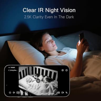 2.5K Security Camera Indoor, Non-Subscription AI Person/Pet/Cry Detection, 4MP Pet/Dog/Cat Camera w/Phone App, Pan Tilt 2.4GHz WiFi Cameras for Home Security, IR Night Vision, Full Duplex 2-Way Audio - Image 4
