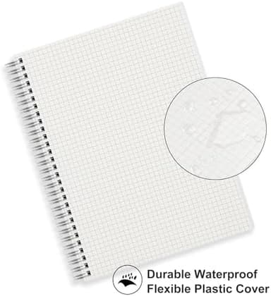 RETTACY Graph Grid Paper Notebook, 2-Pack, 160 Pages per Pack, B5 Medium Size (7.6'' × 10''), 100 GSM Thick Paper, Spiral-bound, Flexible Plastic Cover, for Students, Homework, Math, Engineering - Image 7