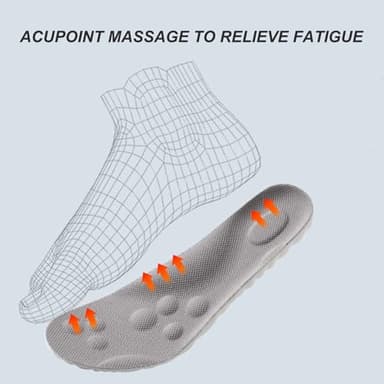 Footstr Breathable Soft Foam Shoe Insoles with Arch Support, 4D Cloud Elastic Comfort Memory Massage Insoles for Mens Women Kids (2Pair (Orange+Gray),Men 9-10.5/Women 10.5-12) - Image 6