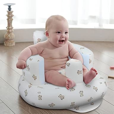 EKEPE Inflatable Baby Seat for Babies 3 Months & Up, Baby Floor Seats for Sitting Up, Baby Seats for Infants, Blow Up Baby Chair with Built in Air Pump - Bear - Image 6