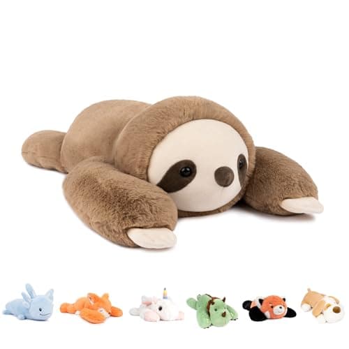Niuniu Daddy 20" | 3.3 Pound Weighted Sloth Stuffed Animals for Adults & Kids & Baby, Large Brown Sloth Weighted Lap Animals Plush, Cute Weighted Stuffy Toy as Gift for Christmas Birthday Holidays - Image 1