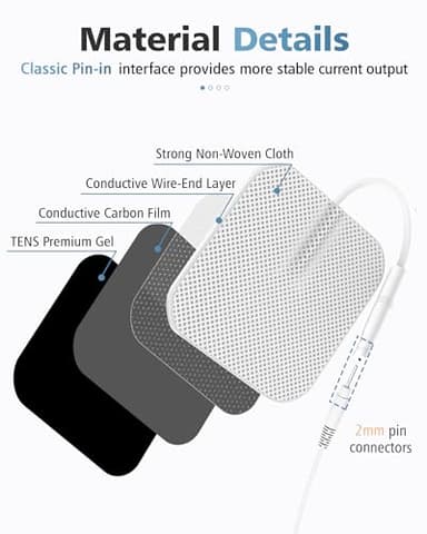 TENS Unit Replacement Pads 40PCS Value Pack, BHK-TENS Reusable Latex-Free Electrodes Pads Compatible with AUVON TENS, TENS 7000 Unit, Neocarbon TENS, Comfytemp TENS, Etekcity TENS, TENKER TENS(White) - Image 2