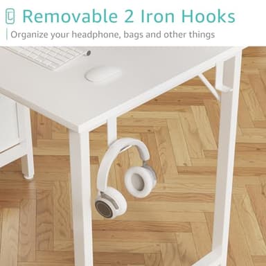 Lufeiya Small White Desk with Drawers for Bedroom, 40 Inch Kids Girls Study Desks, Reversible Computer Writing Nail Table with Fabric Drawer for Small Spaces Home Office Manicure - Image 5