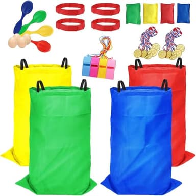 32 Pcs Outdoor Games Potato Sack Race Bags for Kids Adults, Bean Bag Toss Game, 3 Legged Race Bands, Egg Spoon Relay Race Game, Carnival Outside Yard Lawn Games for Easter Christmas Birthday Party - Image 9