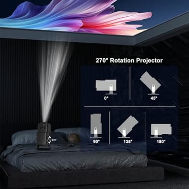 Mini Projector with WiFi Bluetooth, Built-in Apps - Salange HY320 4K 1080P Mini Projector, 12000 Lumen, Android 11.0, 270° Adjustable Stand, Auto Keystone, pk HY300 Projector [2025 Upgrade] - Image 4