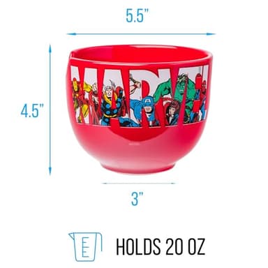 Silver Buffalo Marvel Comics Avengers Retro Featuring Iron Man, Thor, Captain America, Black Widow, Hulk, and Spider-Man Ceramic Ramen Noodle Rice Bowl with Chopsticks, Microwave Safe, 20 Ounces - Image 3