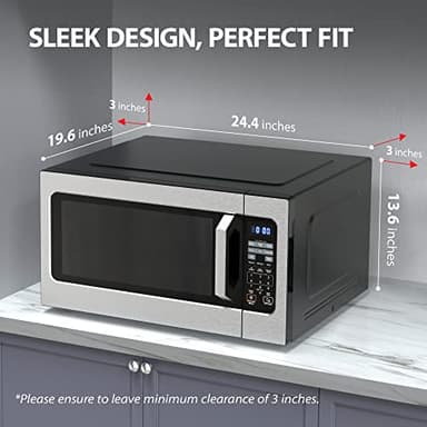 Toshiba ML-EM62P(SS) Large Countertop Microwave with Smart Sensor, 6 Menus, Auto Defrost, ECO Mode, Mute Option & 16.5" Position Memory Turntable, 2.2 Cu Ft, 1200W, Stainless Steel - Image 3