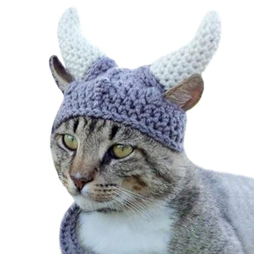 QBLEEV Pet Dog Hat, Cat Hats for Cats Only, Cartoon Design Handmade Knitted Woolen Yarn Rhino Cap, Sphynx Cat Party Hat with Ear Holes for Easter, Dog Sun Hats for Small Medium Puppy Teddy Dogs - Image 1