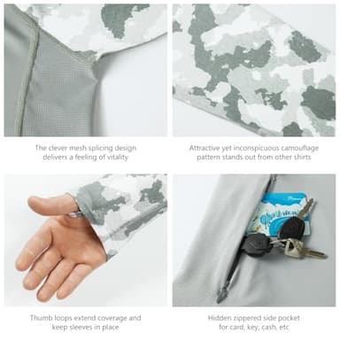 BASSDASH Men’s UPF 50 Performance Fishing Shirt Cooling Hoodie Camo Long Sleeve FS17M - Image 5