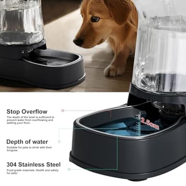 Gardner Pet Automatic Dog Water Dispenser Gravity Stainless Steel Waterer & Food Feeder Set, 100% BPA Free Large Capacity Feeding Bowls for Medium & Large-Sized Dogs Cats Other Pets -(1 Gallon x2) - Image 4