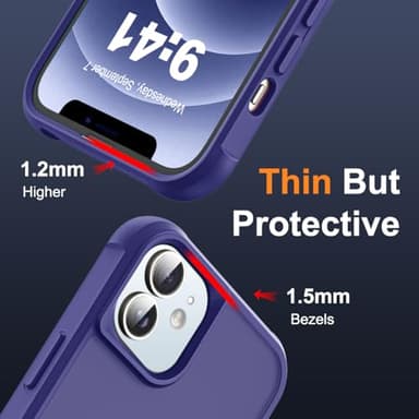 SKYLMW Compatible with iPhone 12 Case & iPhone 12 Pro Case with Invisible Magnetic O-Ring Stand Translucent Phone Cases 6.1" [Compatible with Mag-Safe][Great Grip Feeling], Navy - Image 6
