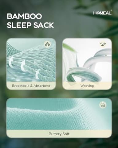 HOMEAL Toddler Sleep Sack With Legs, 2t-3t, 0.5 Tog With Feet, Wearable, Sage - Image 2