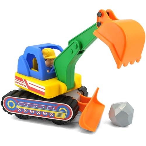 Kiddieland: Light & Sound: My First Excavator - Motorized Construction Toy Vehicle & Figure, Auto Stops, Engine Rev & Horn, Kids & Toddlers Age 1 yr+ - Image 1