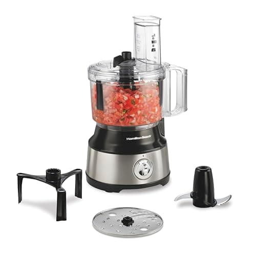 Hamilton Beach Food Processor & Vegetable Chopper for Slicing, Shredding, Mincing, and Puree, 10 Cups + Easy Clean Bowl Scraper, Black and Stainless Steel (70730) - Image 1