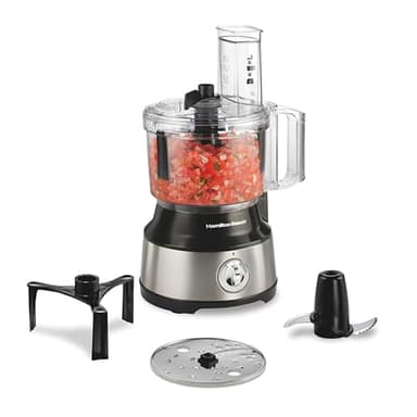 Hamilton Beach Food Processor & Vegetable Chopper for Slicing, Shredding, Mincing, and Puree, 10 Cups + Easy Clean Bowl Scraper, Black and Stainless Steel (70730) - Image 1