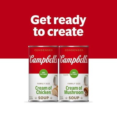 Campbell's Condensed 98% Fat Free Cream of Chicken Soup, 22.6 oz Family Size Can (12 Pack) - Image 7