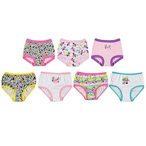 Disney Girls Minnie Mouse Potty Training Pants And Starter Kit With Stickers & Tracking Chart In Sizes 18m, 2t, 3t, 4t Underwear, 7-pack Starter Kit (3 Training Pants+4 Briefs), 3T US - Image 1