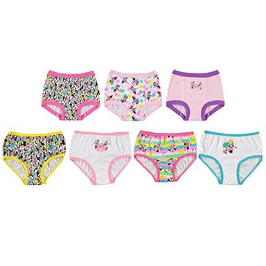 Disney Girls Minnie Mouse Potty Training Pants And Starter Kit With Stickers & Tracking Chart In Sizes 18m, 2t, 3t, 4t Underwear, 7-pack Starter Kit (3 Training Pants+4 Briefs), 3T US - Image 1