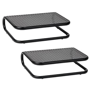 Mind Reader Monitor Stand, Set of 2, Ventilated Laptop Riser, Desktop Organizer, Metal, 14.25"L x 11"W x 4.25"H, Black - Image 8