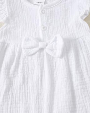 Renotemy Newborn Infant Baby Girl Clothes Summer White Rompers Outfits Sleeveless Baby Girl Bodysuit Preemie Jumpsuit Newborn Clothes Girl - Image 4