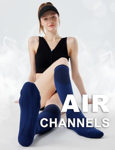 FITRELL 3 Pairs Compression Socks for Women and Men 20-30mmHg - Support for Travel, Running, Nurse, Knee High, Black/Grey/Navy S/M - Image 3