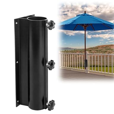 YZZHAJ Patio Umbrella Holder, Adjustable Outdoor Umbrella Base, Metal Umbrella Clamp Mount Bracket Outdoor for Deck Railing,Courtyard,Garden - Image 1