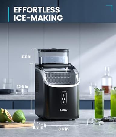 ecozy Ice Cube Makers Countertop, 33lbs Per Day Portable Ice Machine, Self-Cleaning Ice Maker Machine with 1.5L External Water Tank for Home Office Party Bar - Image 8