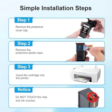 Adoccur PG-240 XL/CL-241 XL Ink Cartridges Compatible with Canon 240XL 241XL Combo Pack 240 241 Ink for Canon PIXMA MG3600 MG3620 TS5120 MX472 Printer Ink, 1 Black, 1 Color (2 Pack) - Image 5