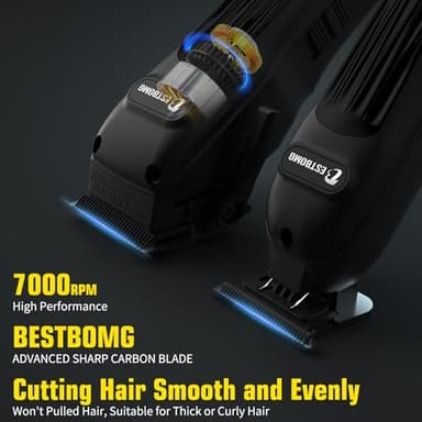 BESTBOMG® Hair Clippers for Men, Professional Hair Clippers, Beard Trimmer& Rechargeable Shaver Set, Metal T-Blade, LED Display, Barber Hair Cutting Kit for Men Grooming & Gifts, BS-808A (Black) - Image 2