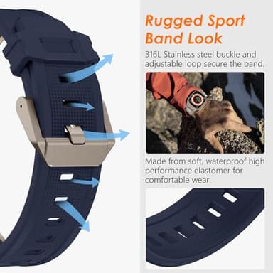 FULLIFE Designed for Apple Watch Band Apple Watch Ultra 3/2/1 49mm for Men, Silicone Rubber Bands with Metal Connector for Apple Watch Series 11/10 46mm, 9/8/7 45mm, SE2/SE 6/5/4 44mm, 3/2/1 42mm - Image 4