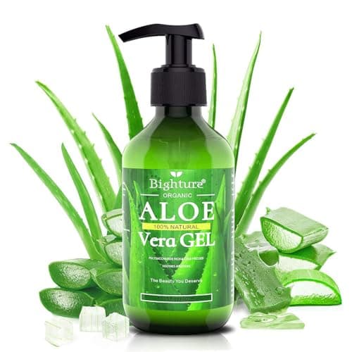BIGHTURE Aloe Vera Gel, 100% Aloe Vera from Freshly Cut Aloe Leaves, Skin Care for Deeply & Rapidly Soothing, Firming, After Shave, Sunburn Relieve, etc - Image 1