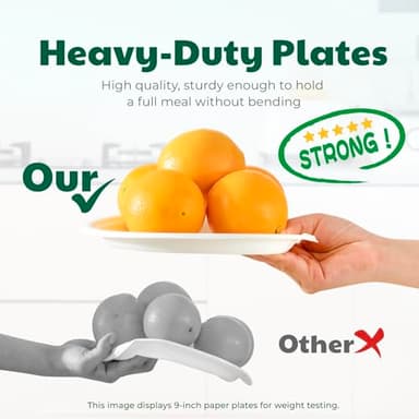 Joyborn 100% Compostable Paper Plates, 10 Inch, 125 Count, Biodegradable Bagasse Plates, Heavy Duty Disposable Plates Bulk for Party | Microwave-Safe | Soak-Resistant, Cut Resistant - Image 5