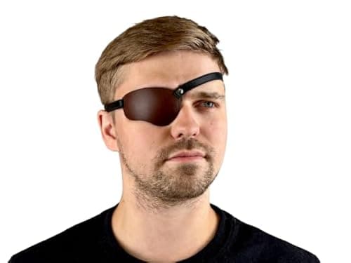 Premium Handmade Leather Eye Patch with Soft Foam Padding, Adult Eye Patch for Men and Women for Lazy Eye Therapy, Cosplay, and Pirate Costume (Brown, Left) - Image 1
