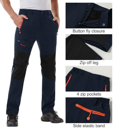 Ghteas Men's Hiking Pants Navy Blue Waterproof Pants Camping Fishing Pants X-Large - Image 3