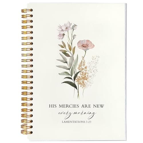 BearCake Bible Christian Journals Floral Notebooks for Women Note Taking,Prayer Journal for Women, His Mercies are New Every Morning,Bible Study Journal for Women 5.5x8.3 - Image 1