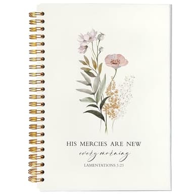 BearCake Bible Christian Journals Floral Notebooks for Women Note Taking,Prayer Journal for Women, His Mercies are New Every Morning,Bible Study Journal for Women 5.5x8.3 - Image 1
