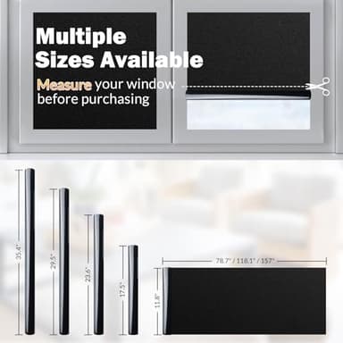rabbitgoo Blackout Window Film, Sun Blocking Privacy Cover for Glass, Removable Opaque Room Darkening Dark Black Out Window Covers Tint Shades for Home Day Sleep Light Blocker 17.5 x 118.1 Inches - Image 7