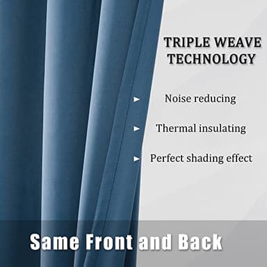 DUALIFE Denim Blue Curtains Blackout 84 Inch Length 2 Panels, Grommet Sunblock Room Darkening Long Skinny Curtains for Bedroom Door Doorway Width 34 Inch, Midnight Blue - Image 5