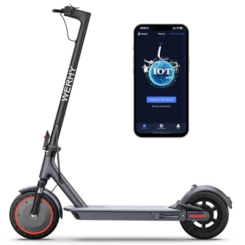 WERHY Electric Scooter, 10" Tire, Powerful 500W Motor, Top Speed 22 MPH, 28 Miles Max Range, Folding Escooter for Adults & Teens with Dual Braking - Image 1