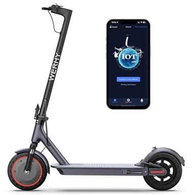 WERHY Electric Scooter, 10" Tire, Powerful 500W Motor, Top Speed 22 MPH, 28 Miles Max Range, Folding Escooter for Adults & Teens with Dual Braking - Image 1