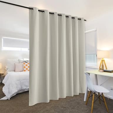 RYB HOME Blackout Curtains Soundproof Energy Saving Insulating Privacy Room Divider Curtains for Patio Sliding Glass Door Living Room Garage Home Theatre Large Window, W 150 x L 90 inches, Natural - Image 3