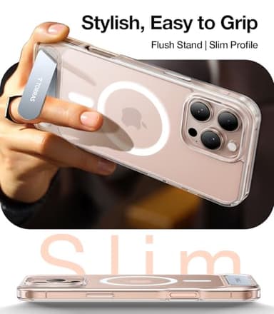 TORRAS for iPhone 16 Pro Max Case Diamond Clear | Strong Magnetic & Seamless Stand, Fit for MagSafe, Military-Grade Drop Protection, Sturdy Adjustable Built-in Kickstand, Slim Anti-Yellowing - Image 6